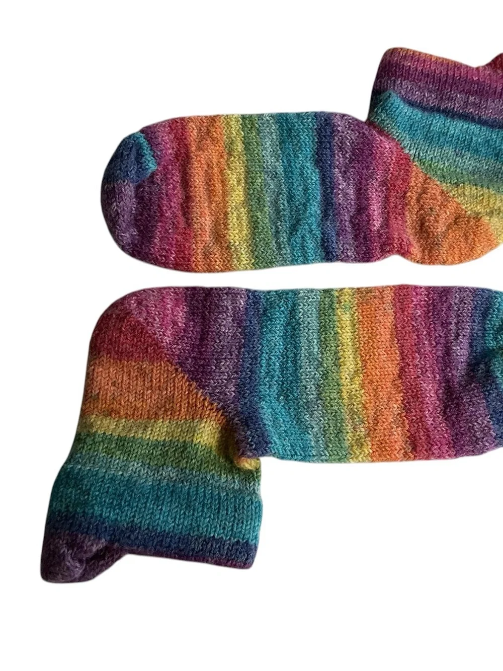 Sybil Quirky Birki Handcrafted Rainbow ankle socks wool blend size 7-8.5 NWT